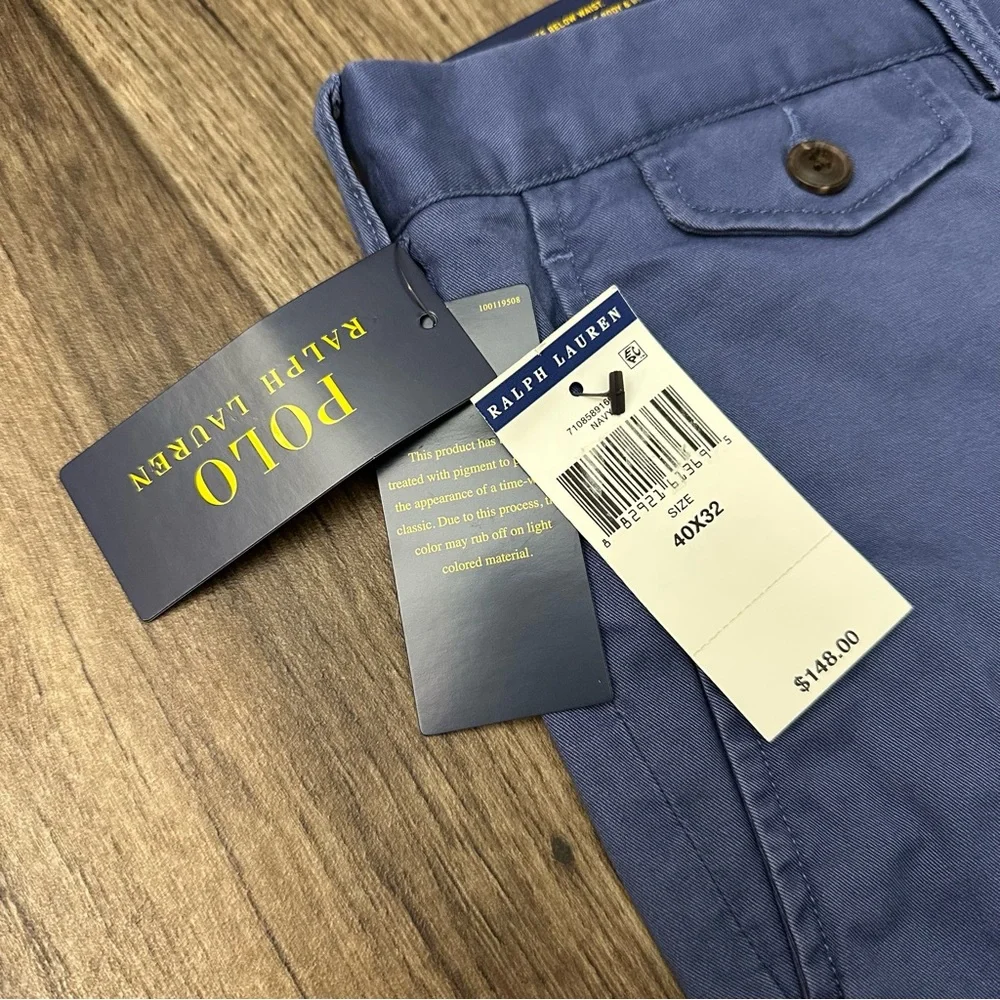 Polo Ralph Lauren Stretch Straight Fit Cotton Navy Sailboat Chino Pants